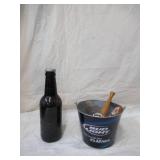 Vintage Beer Paraphernalia. Budweiser Bottle Bud Lite bucket and Beer Tabs