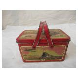 Vintage Metal Lunch Box with 3 noise maker toys