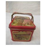 Vintage Metal Lunch Box with 3 noise maker toys