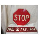 2 Vintage Road Signs. STOP and street sign.