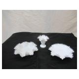 Lot of Vintage Fenton Silver Crest Ruffled Edge Glass Pieces