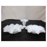 Lot of Vintage Fenton Silver Crest Ruffled Edge Glass Pieces