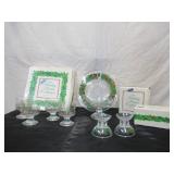 Avon Holiday Hostess Collection: Glassware Christmas Holly - Platter, Compote, Candle Holders and 4 Glasses