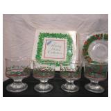 Avon Holiday Hostess Collection: Glassware Christmas Holly - Platter, Compote, Candle Holders and 4 Glasses