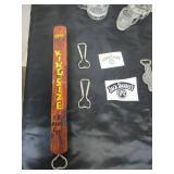 Vintage Lot of Barware: Beer Mugs, Pitcher, Shot Glasses, Wine Glasses, Coasters, openers and more.