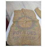 Vintage Lot of Burlap Feed Bags Gunny Sacks some with Advertising