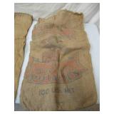 Vintage Lot of Burlap Feed Bags Gunny Sacks some with Advertising