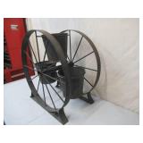 Vintage Metal Planter 3 Pots with rustic Wagon Wheel