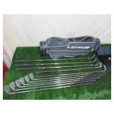 Dunlop Golf Clubs in Golf Bag with Golf Balls, Golf Club covers, Rain Cover and more. AS PICTURED.