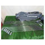 Dunlop Golf Clubs in Golf Bag with Golf Balls, Golf Club covers, Rain Cover and more. AS PICTURED.