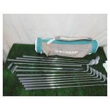 Dunlop Golf Clubs in Golf Bag with Golf Balls, Golf Club Covers and other accessories as pictured.