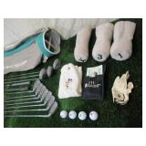 Dunlop Golf Clubs in Golf Bag with Golf Balls, Golf Club Covers and other accessories as pictured.