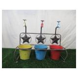 Metal Garden Planter with three Flower Pots