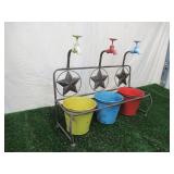 Metal Garden Planter with three Flower Pots