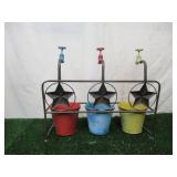 Metal Garden Planter with three Flower Pots