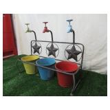 Metal Garden Planter with three Flower Pots