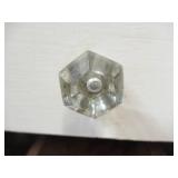 Vintage painted wood set of table top dovetailed drawers with glass knobs.