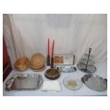 Lot of Serving Trays and Baskets