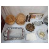 Lot of Serving Trays and Baskets