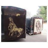 2 Large Home Decor Animal Blankets.1 is of Horses and 1 is of a Lion.