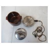 Lot of 2 Westbend Cookers: Ceramic Bean Pot with lid and Slow Cooker/ griddle with glass cover