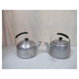 Lot of 2 Aluminum Cook Top/Stove Top Tea Kettles with Lids