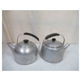 Lot of 2 Aluminum Cook Top/Stove Top Tea Kettles with Lids