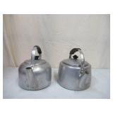 Lot of 2 Aluminum Cook Top/Stove Top Tea Kettles with Lids
