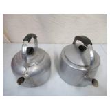 Lot of 2 Aluminum Cook Top/Stove Top Tea Kettles with Lids