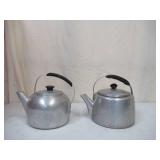 Lot of 2 Aluminum Cook Top/Stove Top Tea Kettles with Lids