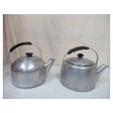 Lot of 2 Aluminum Cook Top/Stove Top Tea Kettles with Lids
