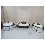 Lot of 3 Cookers: Rival Electric Skillet, Rival 8 Qt. Electric Roaster Oven, Nesco 6 Qt. Electric Roaster Oven.