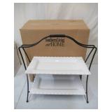 Lot of 2 NEW in Boxes: Southern Living @ Home Serving Dishes.1- 2 Tiered Serving Stand with trays and 1- 3 way Divided Serving Tray on stand.