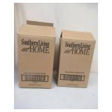 Lot of 2 NEW Southern Living @ Home Devonshire Clear Glass Triffle Bowls with Lids in box.
