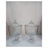 Lot of 2 NEW Southern Living @ Home Devonshire Clear Glass Triffle Bowls with Lids in box.