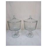 Lot of 2 NEW Southern Living @ Home Devonshire Clear Glass Triffle Bowls with Lids in box.