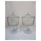Lot of 2 NEW Southern Living @ Home Devonshire Clear Glass Triffle Bowls with Lids in box.
