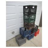 8 Vintage Plastic Milk Crates