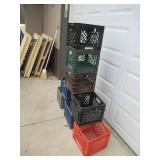 8 Vintage Plastic Milk Crates