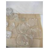 Lot of Vintage Clear Glassware: Bowls, Dishes, Compote with lids, Luncheon Plates and Sugar Bowl