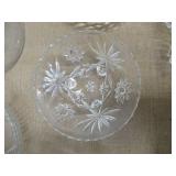 Lot of Vintage Clear Glassware: Bowls, Dishes, Compote with lids, Luncheon Plates and Sugar Bowl
