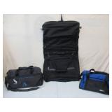 Lot of 3 pieces of Luggage: 2 Duffle Bags and 1 Garment Hanging Bag