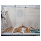 Lot of Vintage Wood Hangers:20 wood Coat Hangers,17 wood Pant Hangers and 2 sets of Clothes Stretchers