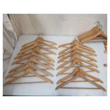 Lot of Vintage Wood Hangers:20 wood Coat Hangers,17 wood Pant Hangers and 2 sets of Clothes Stretchers