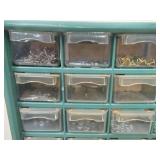 Vintage Plastic 60 Drawer chest Storage Cabinet Tool Box Organizer Bin with contents