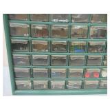 Vintage Plastic 60 Drawer chest Storage Cabinet Tool Box Organizer Bin with contents