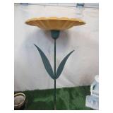 Lot of various Gardening Items: Sunflower Bird Bath, Fence Flower Pot Holder, Tools, Girl Statue