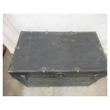 Large Vintage Metal Steamer Trunk
