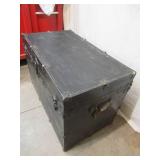 Large Vintage Metal Steamer Trunk