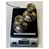 Pair of 3.5" Crown Sterling Silver Weighted Candlestick Holders (394 grams total weight)